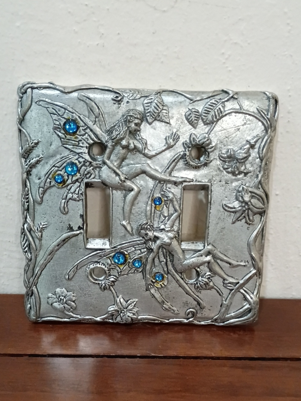 Fellowship Foundry Fairies Pewter Double Light Switch Plate - Vintage 1998
